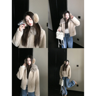 MG小象 奶糯羊羔绒皮毛一体环保皮草女复古保暖毛毛外套 巴洛克