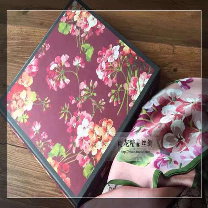 天竺葵高端真丝丝巾收纳袋纱袋羊毛绒围巾披肩小方长包装礼品盒纸