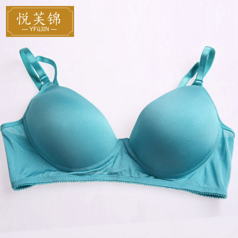 悦芙锦舒适真丝文胸桑蚕丝舒服无钢圈少女学生妹运动内衣胸罩聚拢