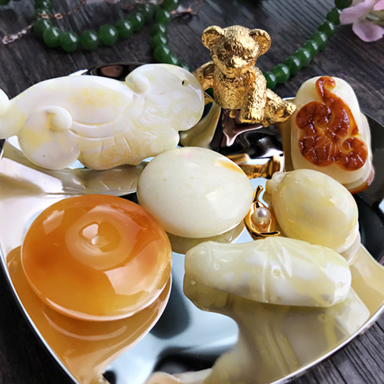 【玺玲珑】蜜蜡 l 天然优S级白蜜金绞蜜无烤色蜡雕件吊坠证书