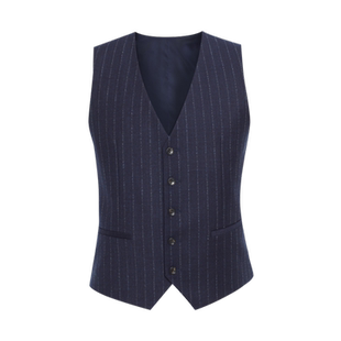 诺丁山西装马甲男新款藏蓝色条纹新款高级感商务羊毛马夹NG7001