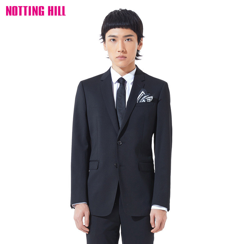 诺丁山羊毛西装男纯黑色商务正装结婚婚礼男士西服外套NA790472