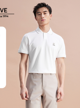 coolmax科技排汗依文polo衫男白色蚕丝翻领t恤短袖EF630422
