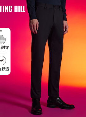 诺丁山男士休闲裤黑色商务直筒宽松高级感耐磨小西裤男NB720183