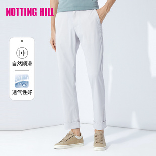 诺丁山裤子男款白色春季新款时尚商务高级直筒休闲裤凉感