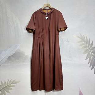 高货~桑蚕丝正宗红云纱连衣裙26夏气质重工提花真丝中长裙女