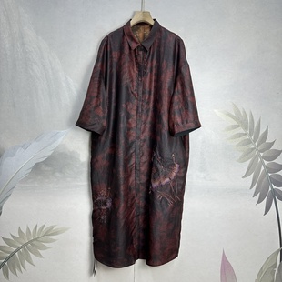 奢货~古法正宗香云纱开衫连衣裙25夏宽松大码真丝外套红云纱风衣