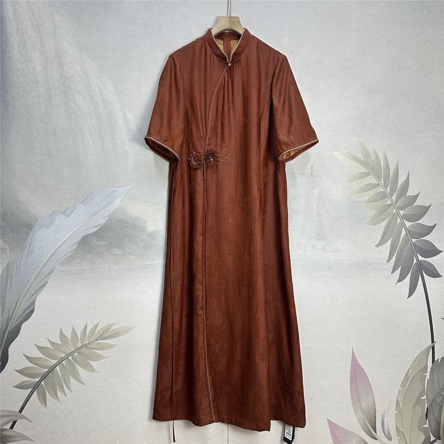 专柜~奢货！杭州满分桑蚕丝香云纱中长裙25重工提花气质红云纱裙,女装/女士精品,连衣裙,淘宝优惠券,粉丝福利购,淘宝优惠卷