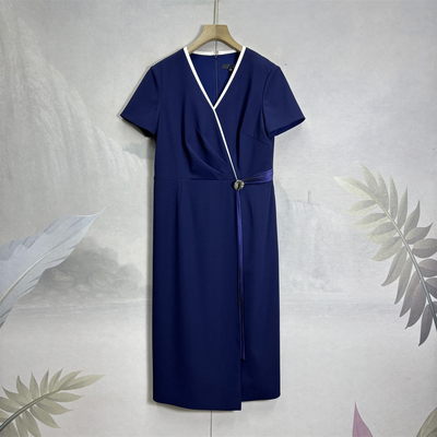 年轻时尚重工V领短袖小个子裙26