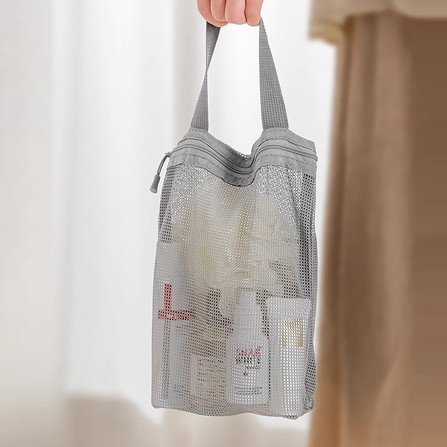 旅行便捷洗漱包网眼镂空小手提袋沙滩包健身包包收纳袋洗澡收纳包