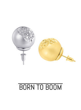 BORN TO BOOM 破损珍珠 金属拟态珍珠冷感球形球体显脸小耳环耳钉