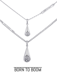 水滴系列 BOOM 一颗水滴吊坠情侣男女镶钻925纯银项链 BORN
