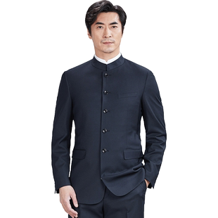 红都中华立领青年男士中山装套装中国风商务休闲中式青年装礼服