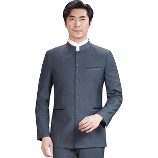 红都青年中山装套装中华立领男士青年装中式新郎礼服中国风服装