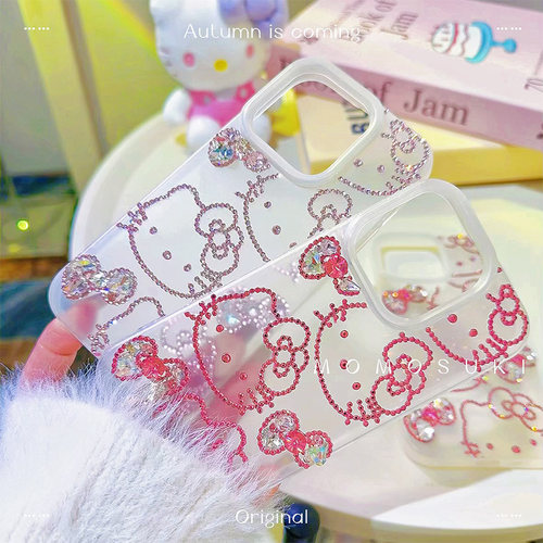日系手工Kitty水钻16Pro手机壳