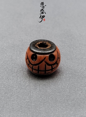 藏传料器橙色阿呆隔珠文玩佛珠diy配饰。直径12*10mm