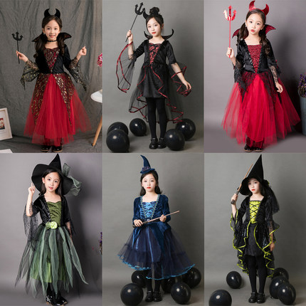 万圣节儿童服装吸血鬼连衣裙cosplay女巫成人衣服亲子装扮服饰