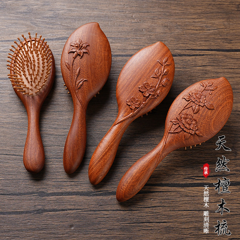 文创店旅游景点雕刻梳红檀香木梳子狐狸猫咪多样气垫旅游纪念礼品