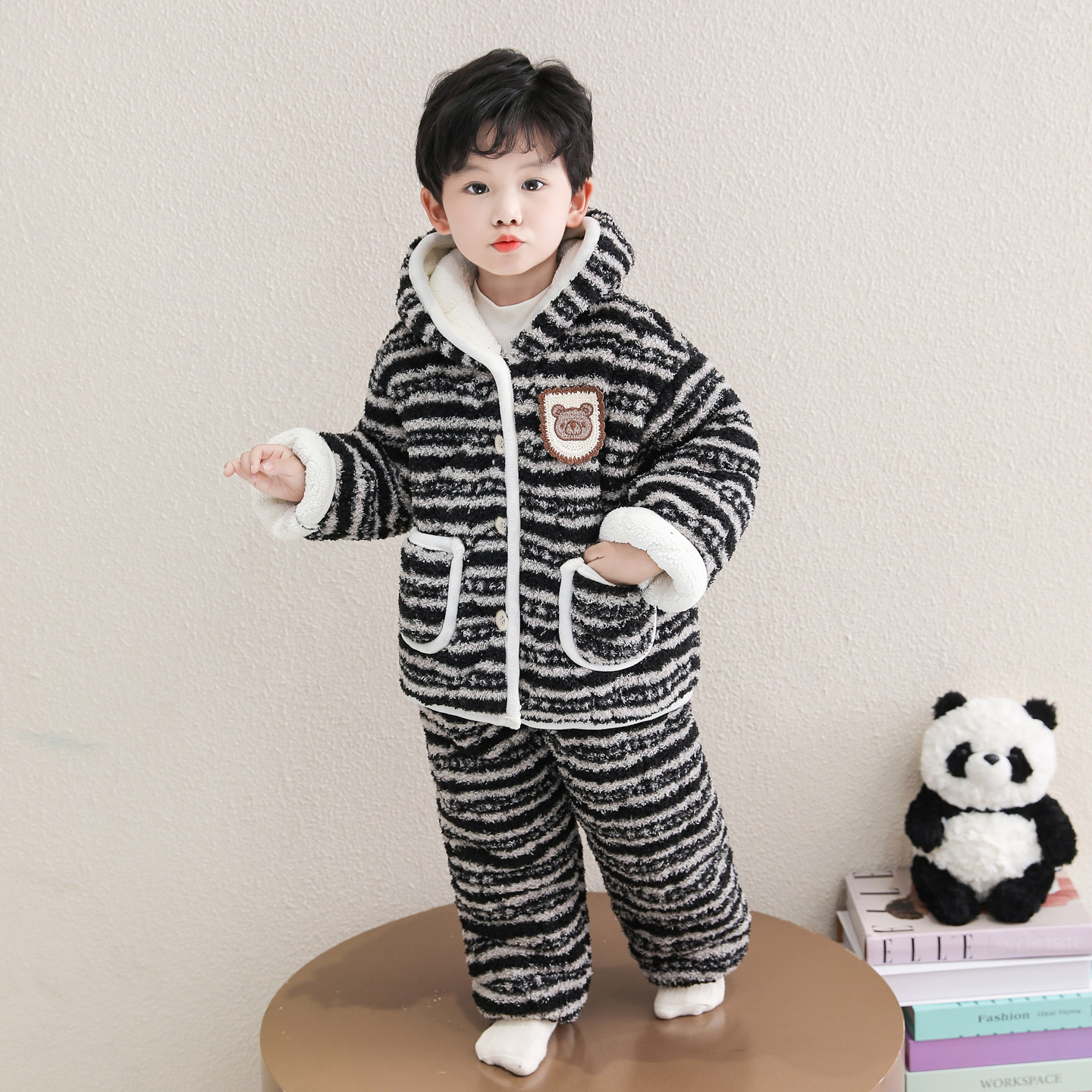 男童三层加绒加厚套装