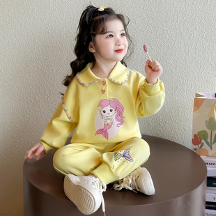 洋氣休閑衛(wèi)衣兒童春秋季 女童春裝 套裝 2025新款 運(yùn)動(dòng)時(shí)髦寶寶兩件套