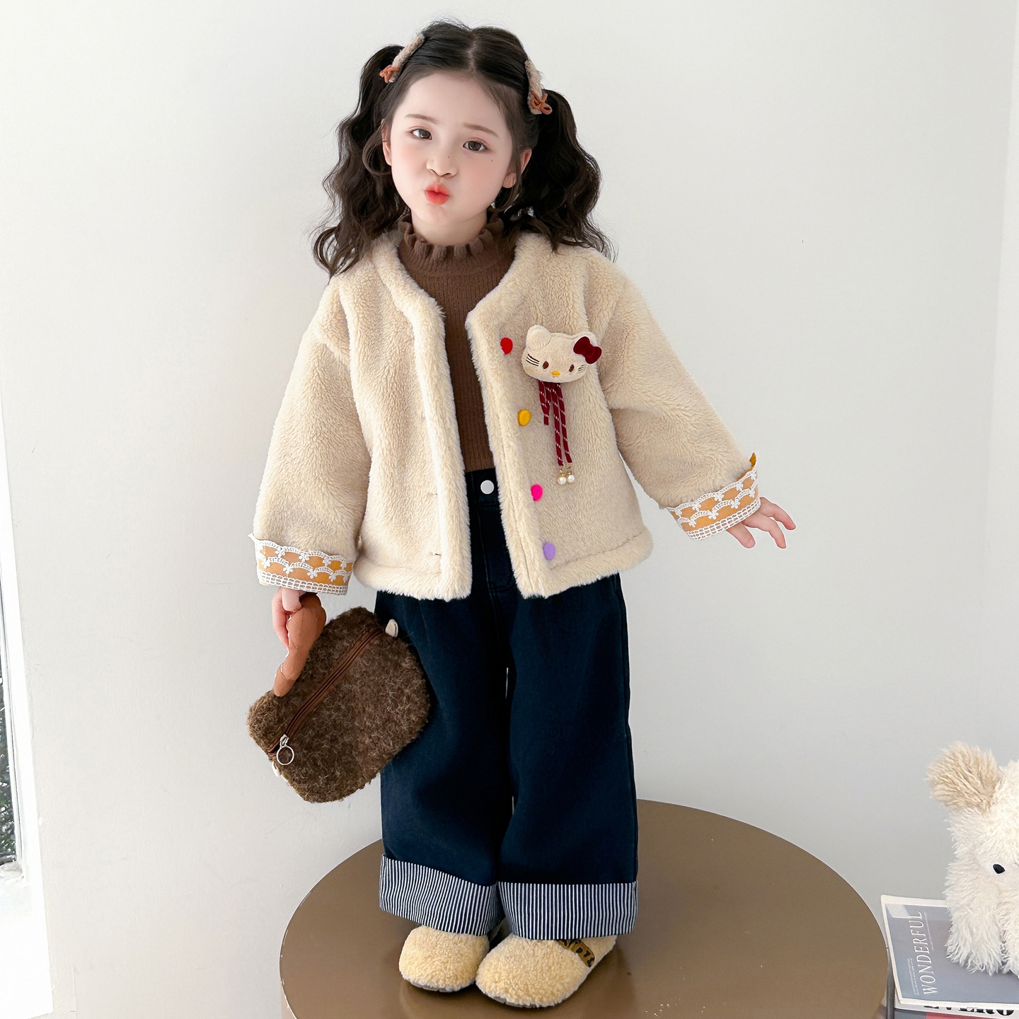 女童加绒外套2025冬季新款