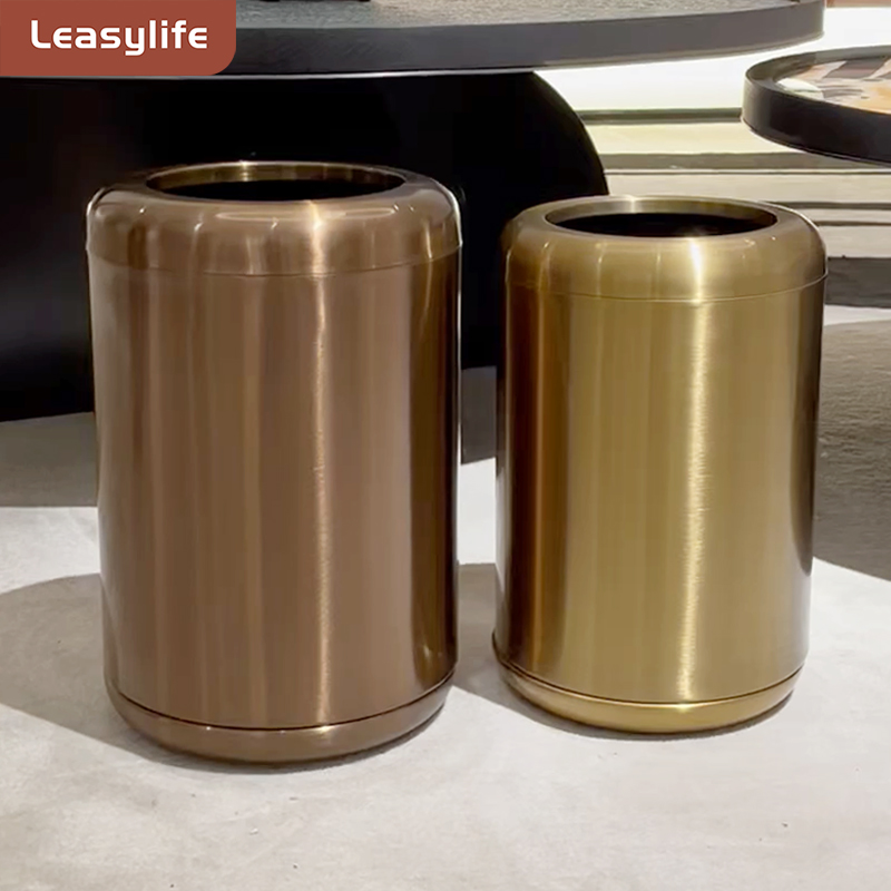 创意双层无盖不锈钢房间垃圾桶