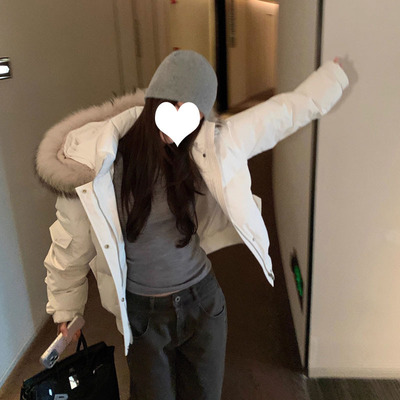 SUNONEONE 雪域山境貉子毛毛领短款派克服羽绒棉女冬季加厚外套