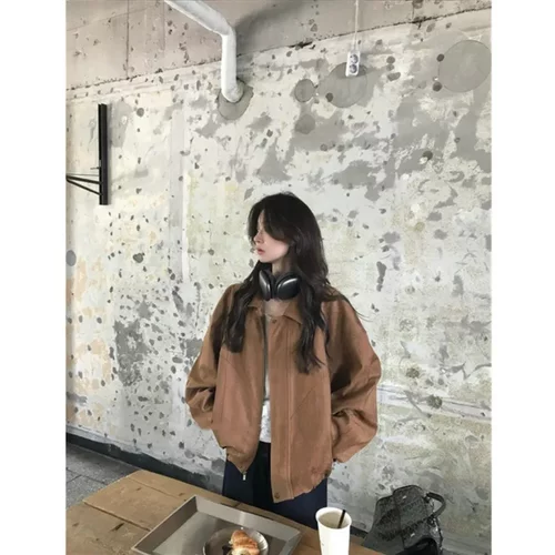 1只衮1Z1ZGUN like Jennie 经典复古好版型两色花苞廓型夹克皮衣