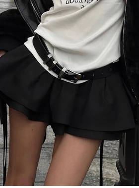 黑色百褶裙女夏小个子高腰显瘦辣妹裙A字短裙褶皱蛋糕裙 潮