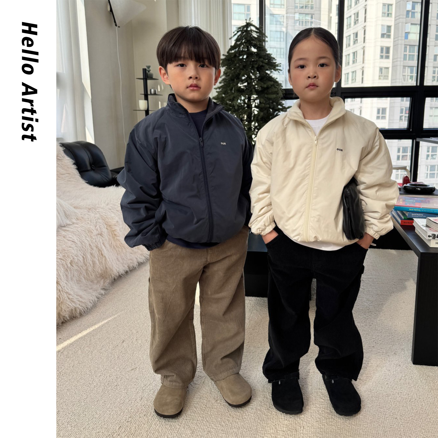 冬纯色半拉链加绒绒山系休闲外套