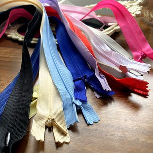 彩色大红色宝蓝紫色黄色KEK拉链隐形拉链服装虹盛婚纱布业面辅料