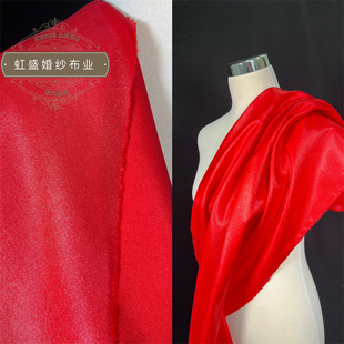 高端柔软厚重感闪光缎布料珠光亮光高级定制时装婚纱缎布料面料