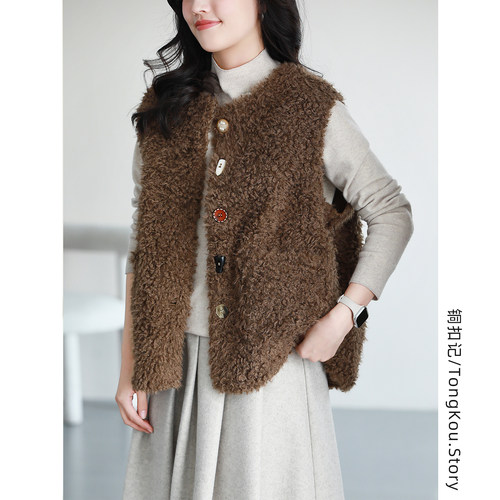 铜扣记颗粒绒马甲女保暖