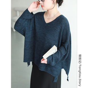 软糯针织衫 韩版 上衣女 新款 铜扣记V领毛衣女休闲百搭宽松显瘦冬季