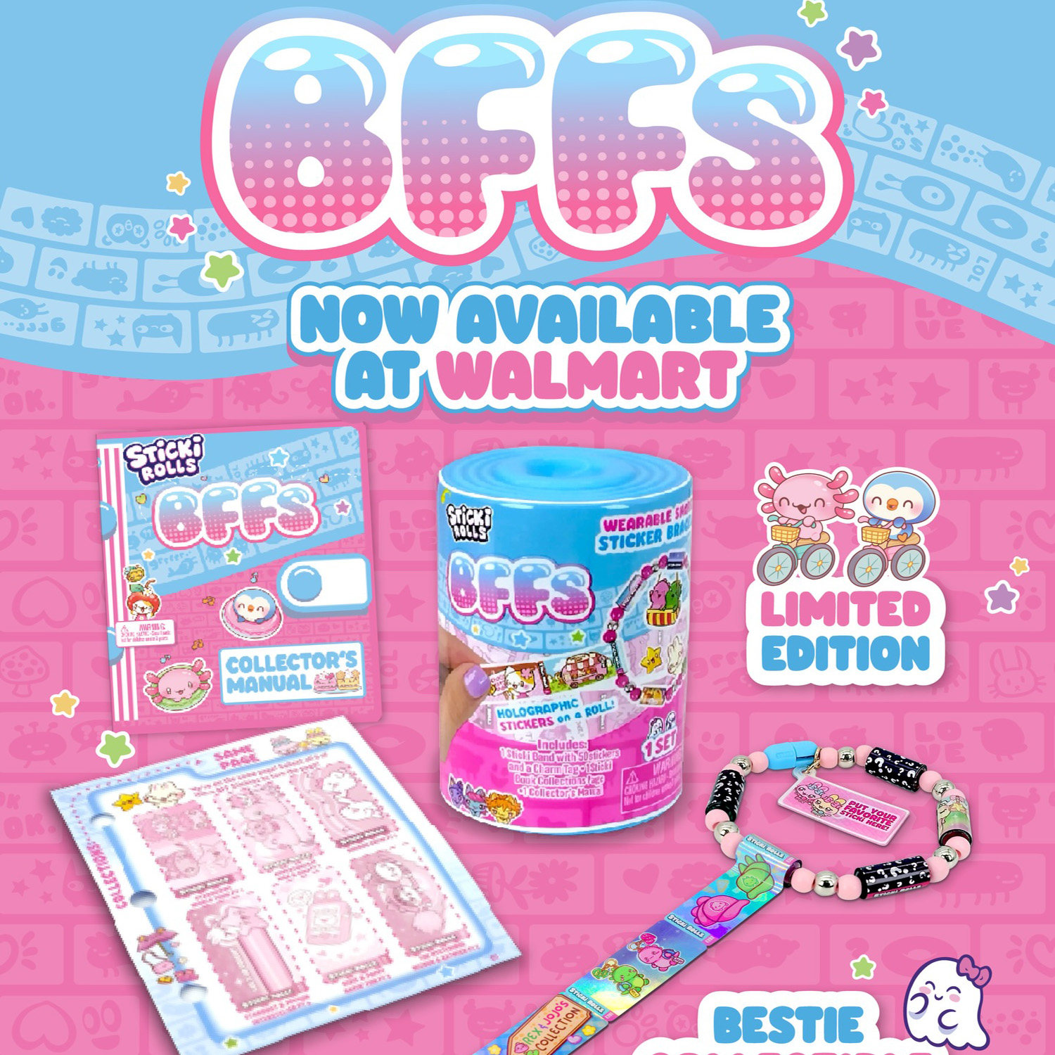 美国正品Sticki Rolls女孩手链串珠粘贴贴纸盲盒女孩儿童玩具礼物