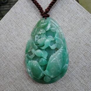 天然正品南阳独山玉吊坠挂件独玉配饰 如鱼得水 一品青莲翠色百搭