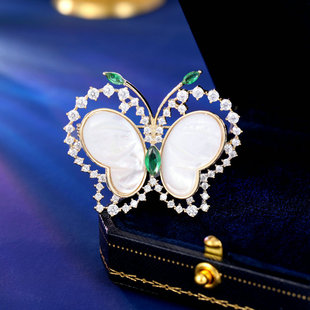 固定衣服别针天然母贝贝壳蝴蝶 破茧成蝶优雅气质高档衣饰开衫