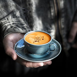 加厚陶瓷意式咖啡杯碟套装ins风小拿铁窑变精致特浓咖啡杯子80ml