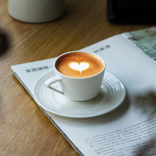 纯白咖啡杯碟套装陶瓷意式特浓缩espresso欧式简约精致杯子80ml