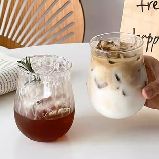 ins风玻璃咖啡杯创意设计高硼硅耐热简约拿铁果汁奶茶水杯子350ml