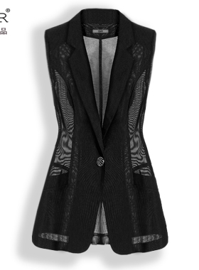 0531QMR2025年新款西装马甲夏季女薄款网纱轻薄马夹无袖小西服