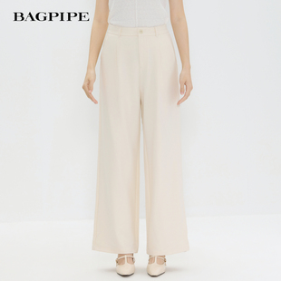 风笛2026年春季新款韩系少女垂顺休闲长裤打褶阔腿裤显瘦百搭裤子
