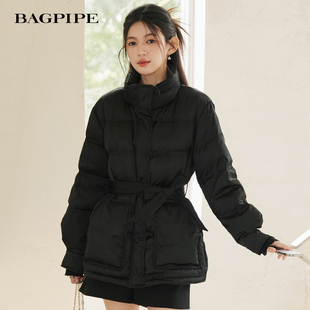 风笛2025冬季新款盘扣鹅绒立领羽绒服国风系带收腰显瘦百搭外套女