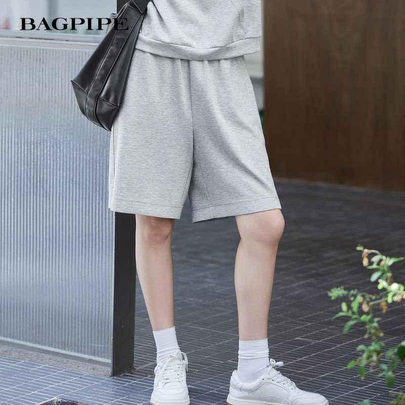 风笛2025夏季新款运动短裤女宽松高腰直筒显瘦休闲百搭阔腿五分裤 - 实物图
