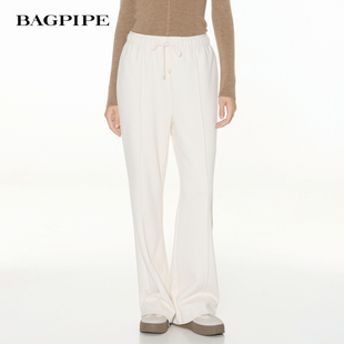风笛2025东季新款慵懒显瘦阔腿裤女垂感休闲裤高腰直筒窄版长裤