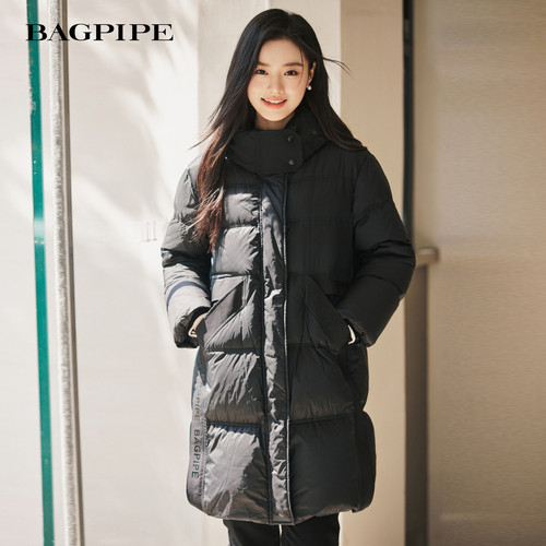 风笛2025冬季新款宽松时尚长款羽绒服女保暖柔软加厚白鹅绒外套