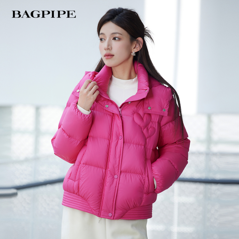 风笛2024冬季短款白鹅绒羽绒服