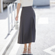 百褶裙通勤小个子半身裙 灰色高腰遮胯显瘦长款 风笛2025夏季 新款