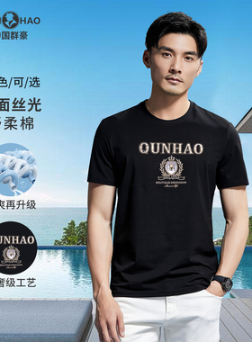 【轻奢·凉感】双面丝光棉夏季柔滑圆领男式透气冰丝短袖T恤T335