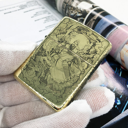zippo关公武财神关羽原装纯铜煤